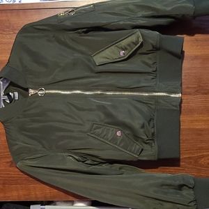 H&M Cropped Bomber Olive Green Jacket